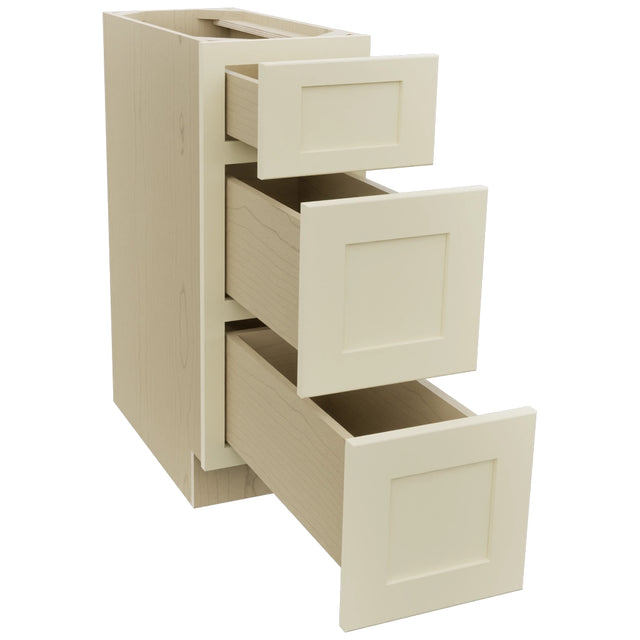 Fabuwood Galaxy Linen DB12 Base 3 Drawers Cabinet, Open View