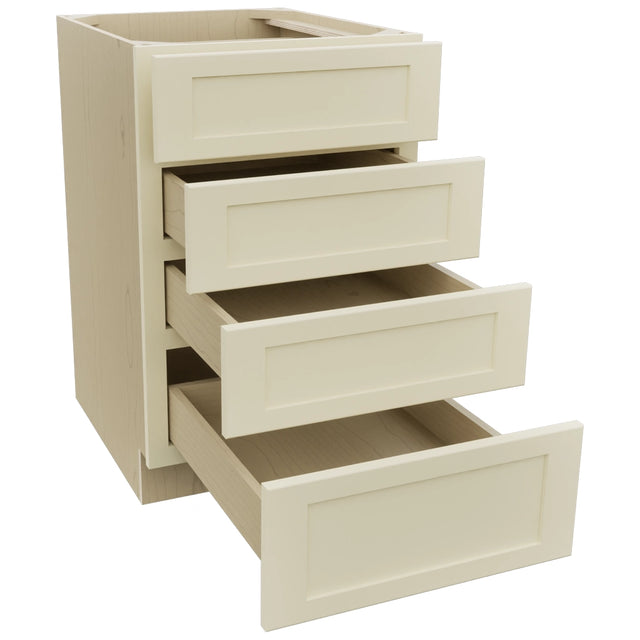 Fabuwood Galaxy Linen DB21-4 Base 4 Drawers Cabinet, Open View