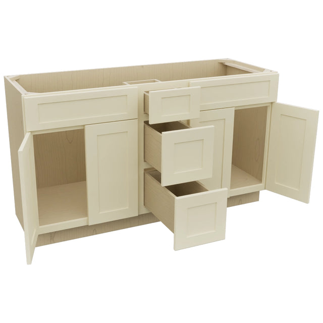 Fabuwood Galaxy Linen VSD60DOUBLE Vanity Combo Cabinet, Open View