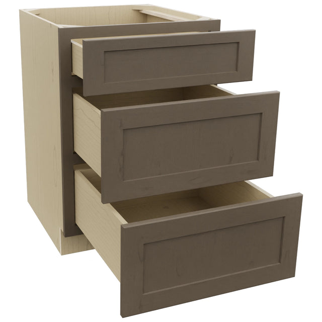Fabuwood Galaxy Mocha DB24 Base 3 Drawers Cabinet, Open View