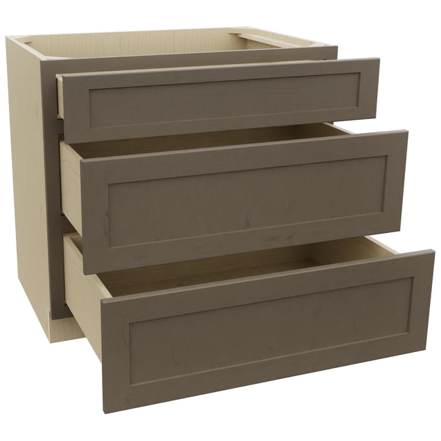 Fabuwood Galaxy Mocha DB36 Base 3 Drawers Cabinet, Open View