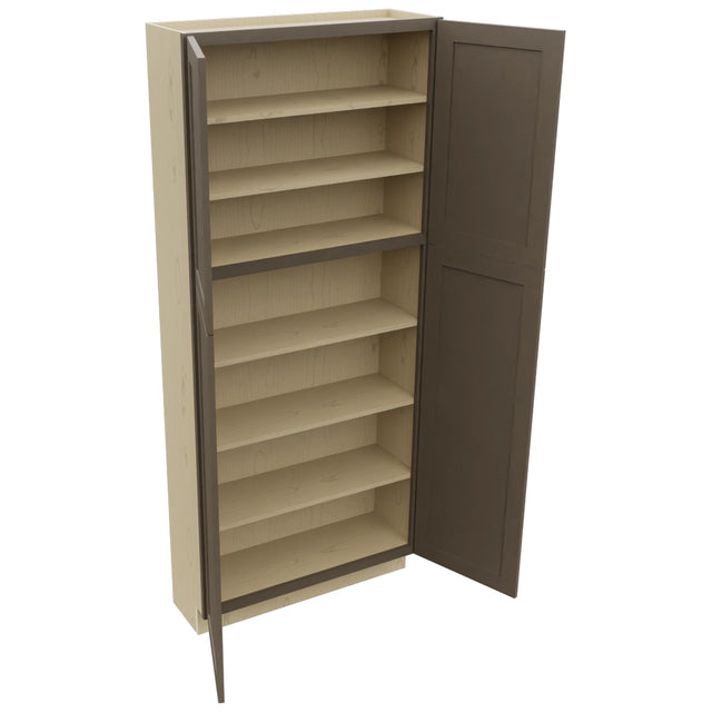 Fabuwood Galaxy Mocha TP361284 Tall Pantry Cabinet, Open View