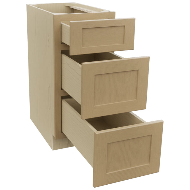 Fabuwood Galaxy Natural Oak DB15 Base 3 Drawers Cabinet, Open View