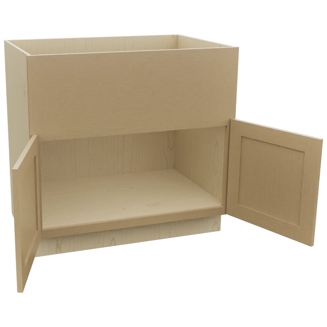 Fabuwood Galaxy Natural Oak FS36 Base Farm Sink Cabinet, Open View