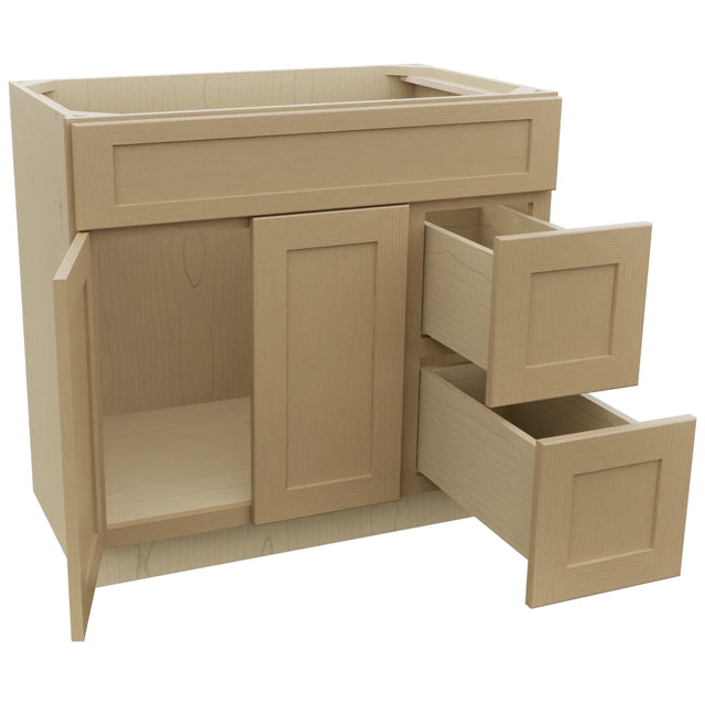 Fabuwood Galaxy Natural Oak VSD36DR Vanity Combo Cabinet, Open View