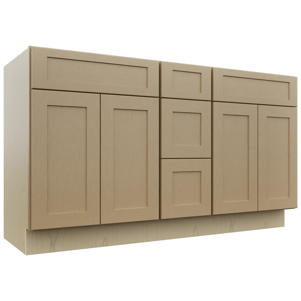 Fabuwood Galaxy Natural Oak VSD60DOUBLE Vanity Combo Cabinet, Front View