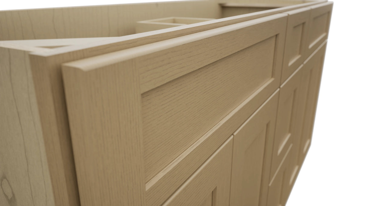 Fabuwood Galaxy Natural Oak VSD60DOUBLE Vanity Combo Cabinet, Detail View