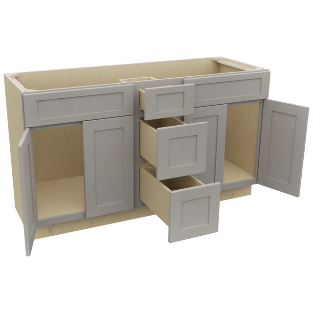 Fabuwood Galaxy Nickel VSD60DOUBLE Vanity Combo Cabinet, Open View