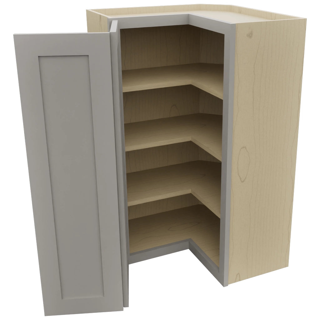 Fabuwood Galaxy Nickel WPC2439 Wall Corner Pie Cabinet, Open View