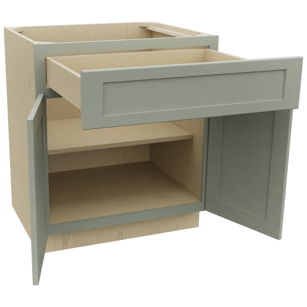 Fabuwood Galaxy Pistachio Green B30 Base Standard Cabinet, Open View