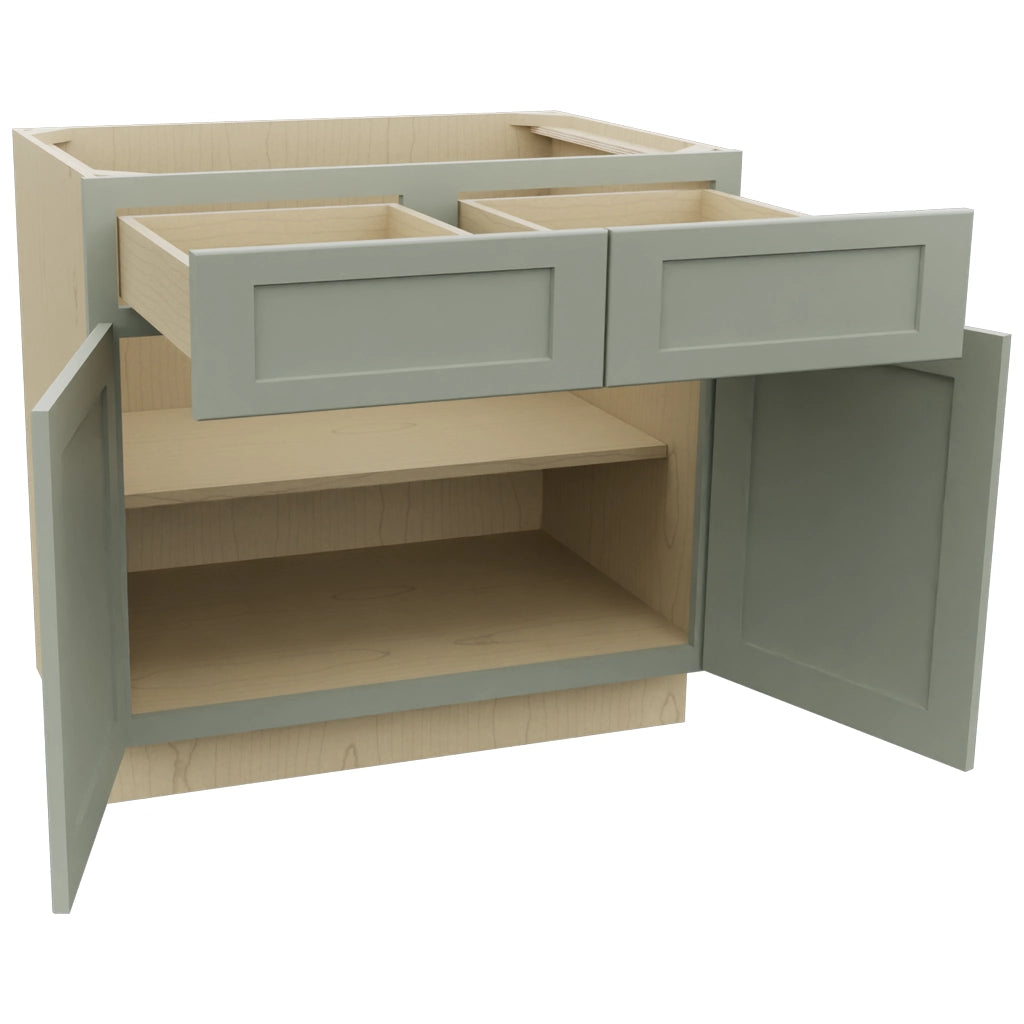 Fabuwood Galaxy Pistachio Green B36 Base Standard Cabinet, Open View
