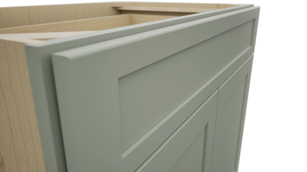 Fabuwood Galaxy Pistachio Green B36SDF Base Standard Cabinet, Detail View