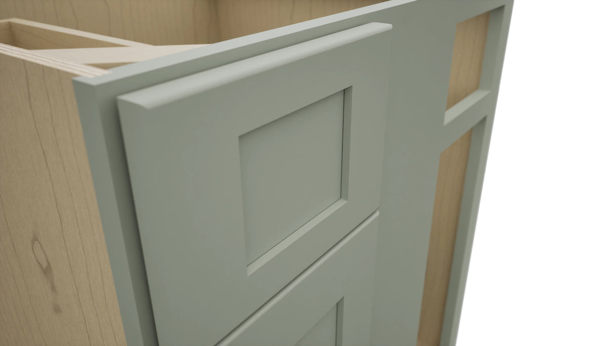 Fabuwood Galaxy Pistachio Green BLB36/39 Base Corner Blind Cabinet, Detail View