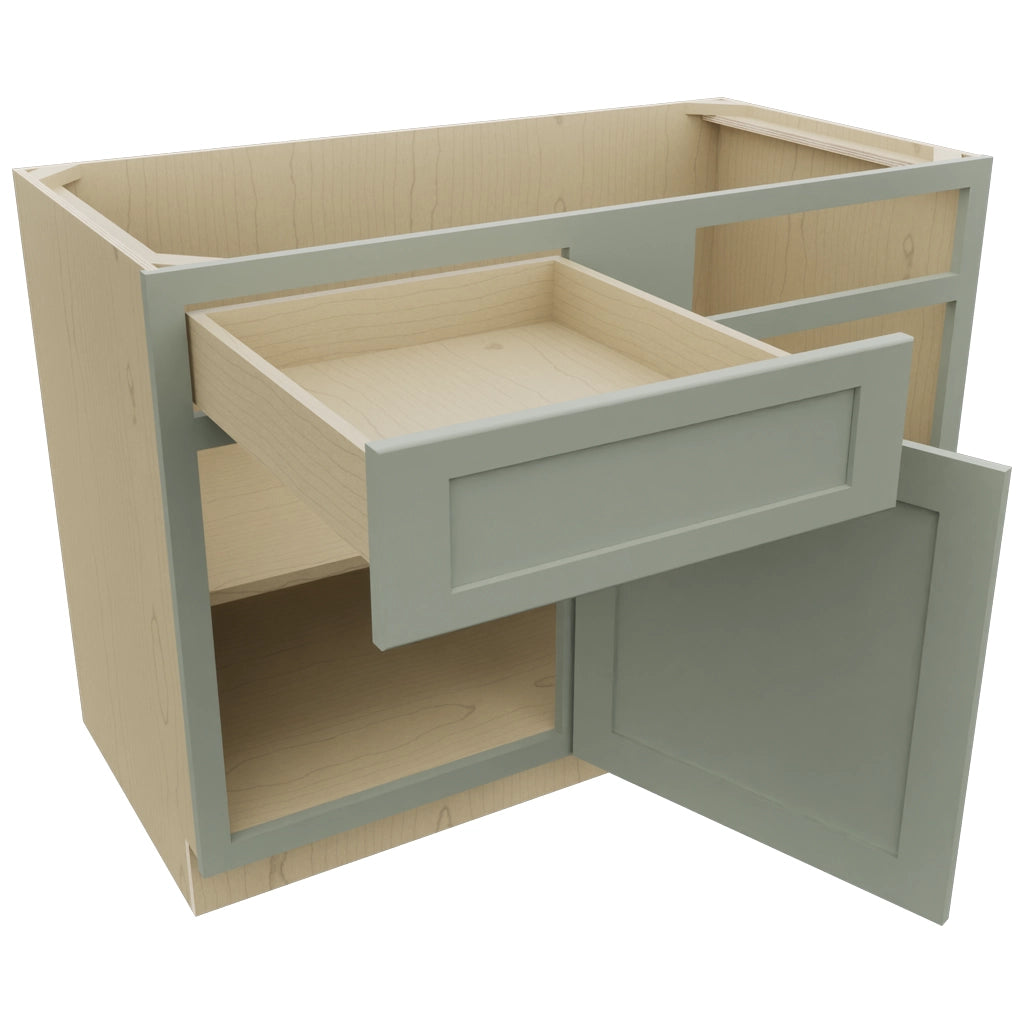 Fabuwood Galaxy Pistachio Green BLB48/51 Base Corner Blind Cabinet, Open View