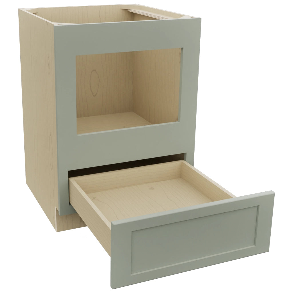 Fabuwood Galaxy Pistachio Green BMC24 Base Microwave Cabinet, Open View
