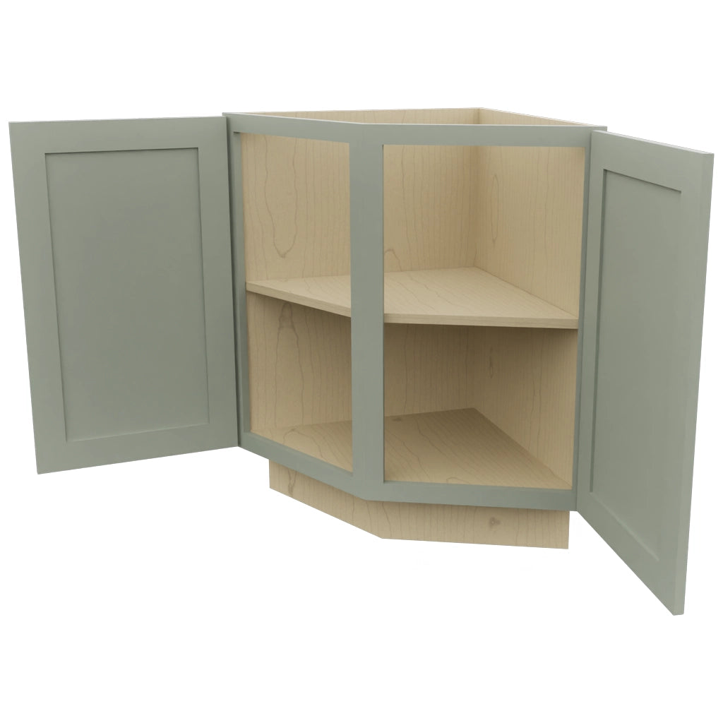 Fabuwood Galaxy Pistachio Green BRA24 Base Return Angle Cabinet, Open View