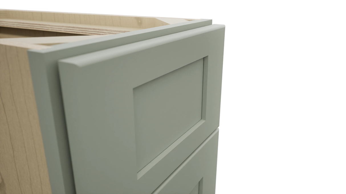 Fabuwood Galaxy Pistachio Green DB12 Base 3 Drawers Cabinet, Detail View