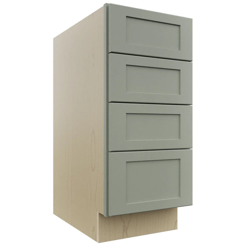Fabuwood Galaxy Pistachio Green DB15-4 Base 4 Drawers Cabinet, Front View