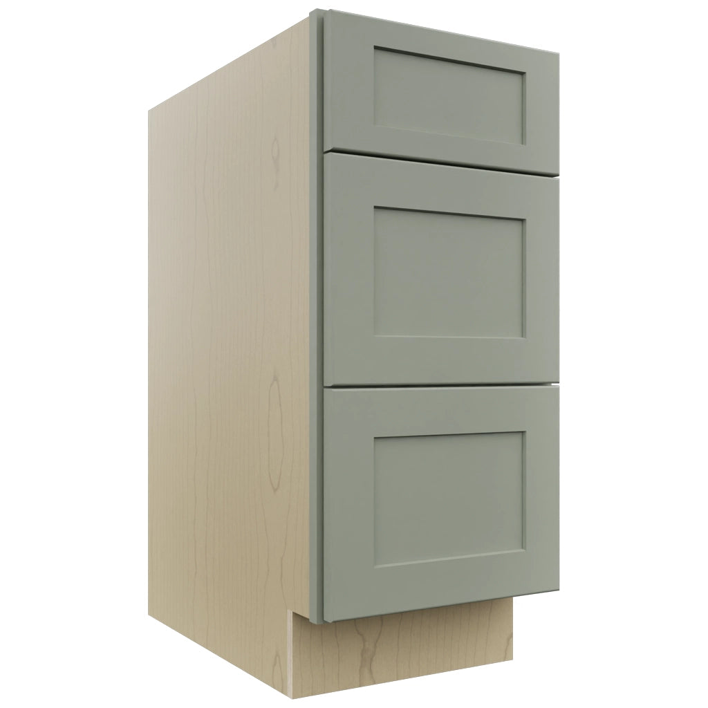 Fabuwood Galaxy Pistachio Green DB15 Base 3 Drawers Cabinet, Front View