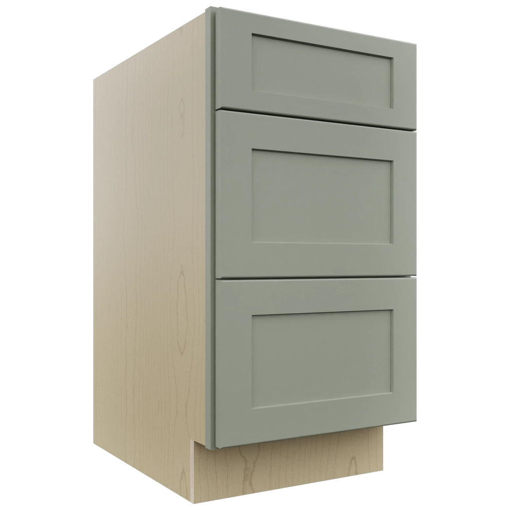 Fabuwood Galaxy Pistachio Green DB18 Base 3 Drawers Cabinet, Front View