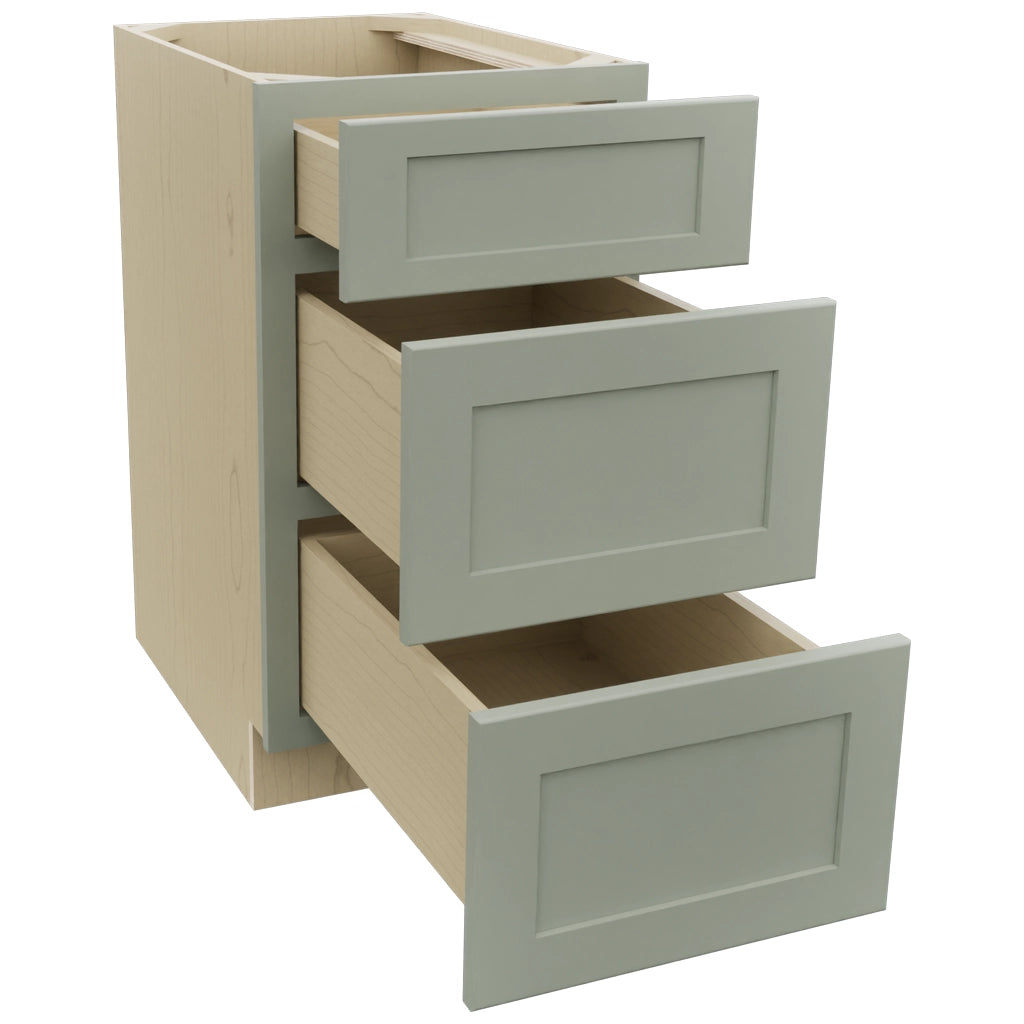 Fabuwood Galaxy Pistachio Green DB18 Base 3 Drawers Cabinet, Open View