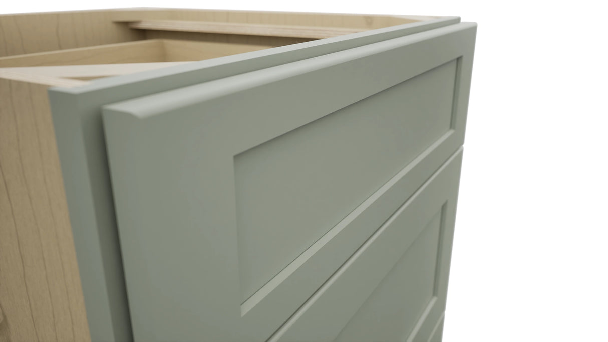 Fabuwood Galaxy Pistachio Green DB24 Base 3 Drawers Cabinet, Detail View