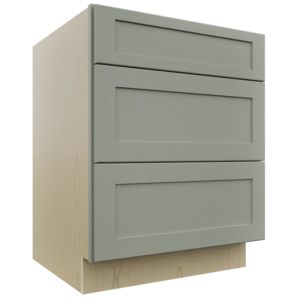Fabuwood Galaxy Pistachio Green DB27 Base 3 Drawers Cabinet, Front View