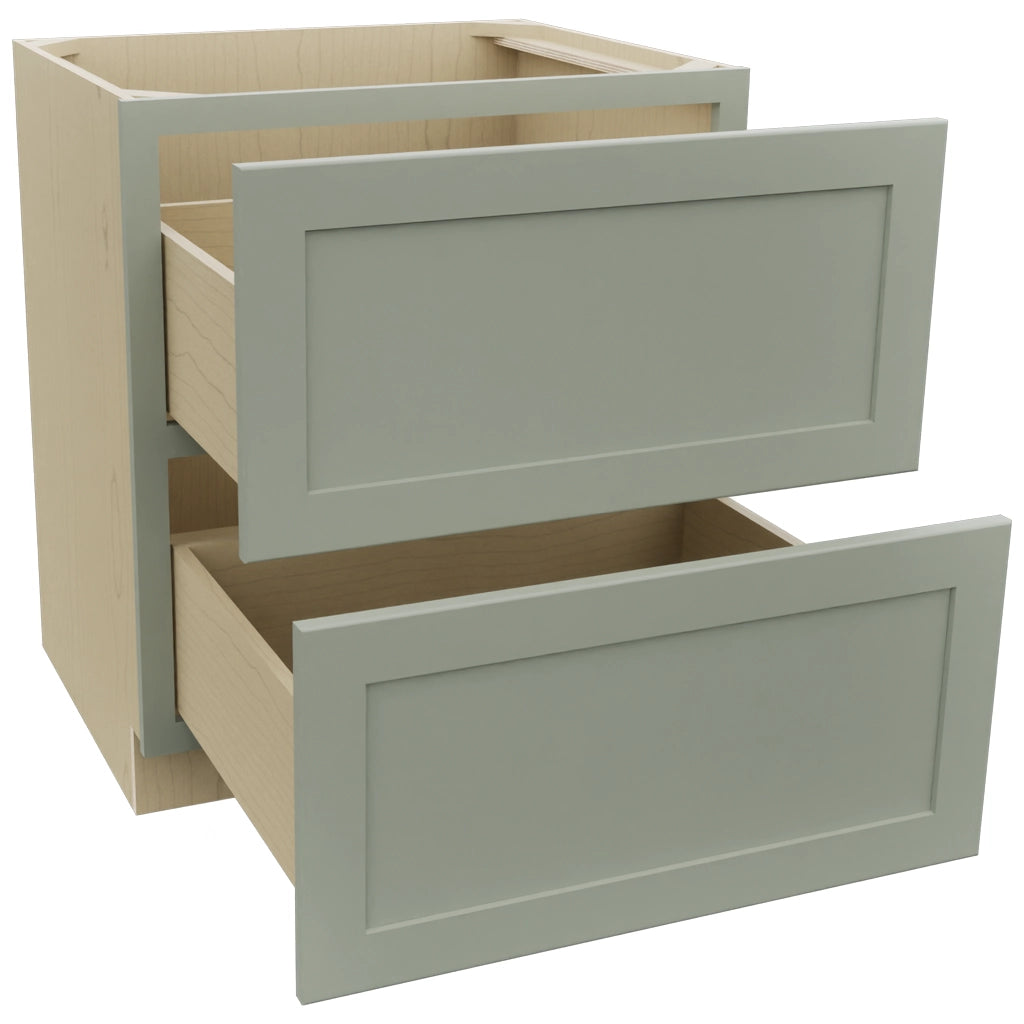 Fabuwood Galaxy Pistachio Green DB30-2 Base 2 Drawers Cabinet, Open View
