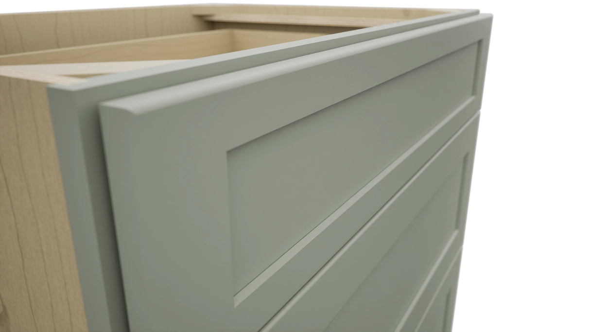 Fabuwood Galaxy Pistachio Green DB33 Base 3 Drawers Cabinet, Detail View