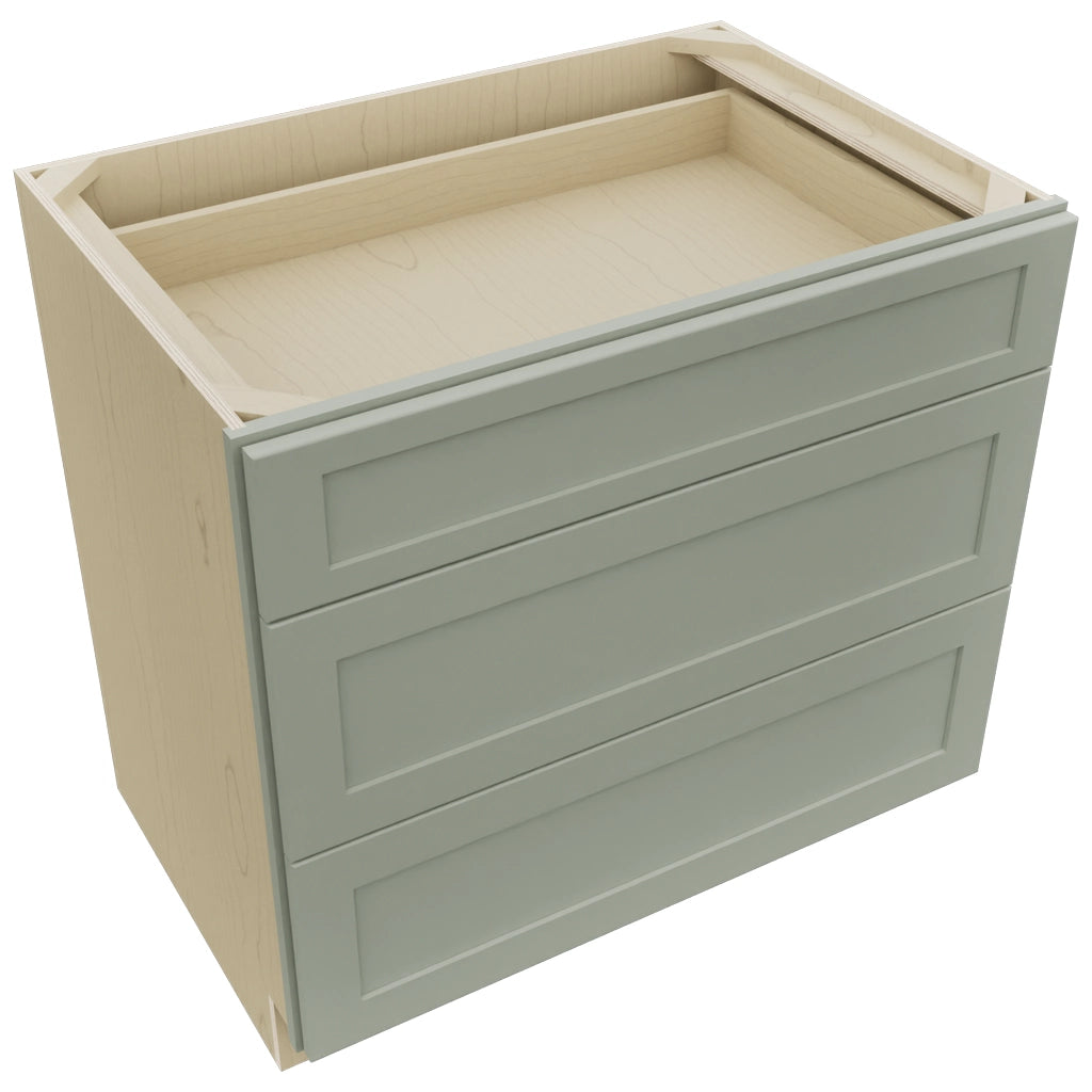 Fabuwood Galaxy Pistachio Green DB36 Base 3 Drawers Cabinet, Top View