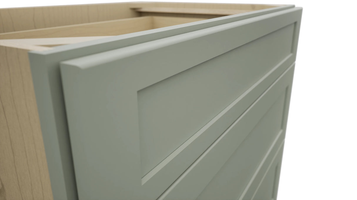 Fabuwood Galaxy Pistachio Green DB36 Base 3 Drawers Cabinet, Detail View