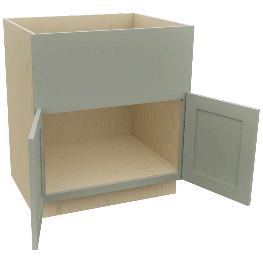 Fabuwood Galaxy Pistachio Green FS30 Base Farm Sink Cabinet, Open View