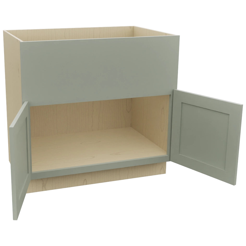 Fabuwood Galaxy Pistachio Green FS36 Base Farm Sink Cabinet, Open View