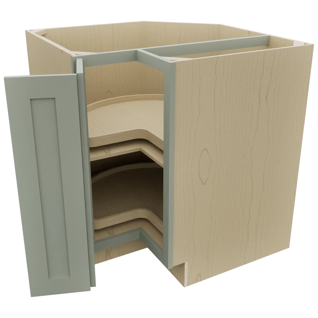 Fabuwood Galaxy Pistachio Green LSB33 Base Corner Lazy Susan Cabinet, Open View