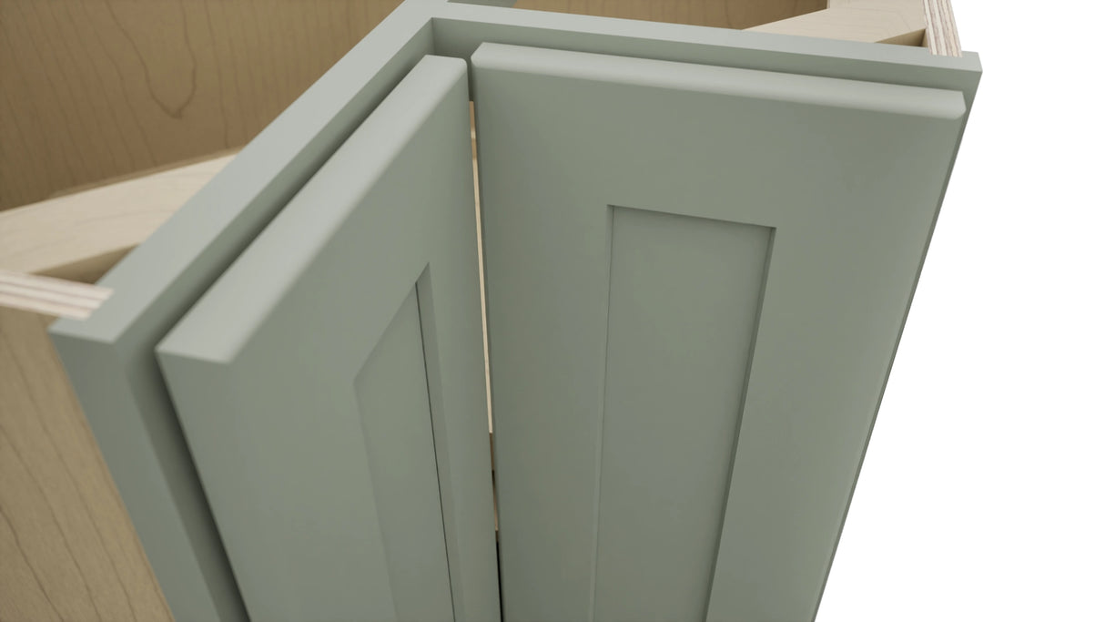 Fabuwood Galaxy Pistachio Green LSB33 Base Corner Lazy Susan Cabinet, Detail View