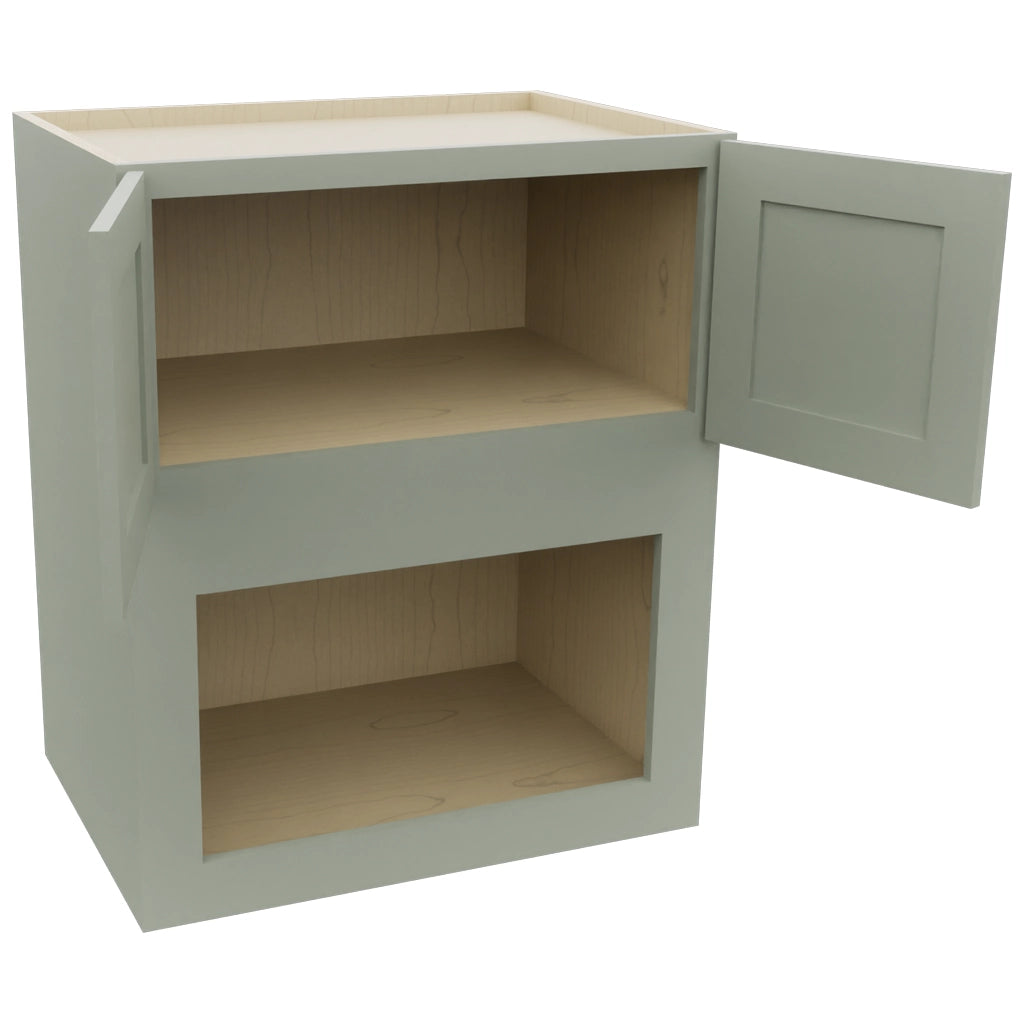 Fabuwood Galaxy Pistachio Green MC303621 Wall Microwave Cabinet, Open View