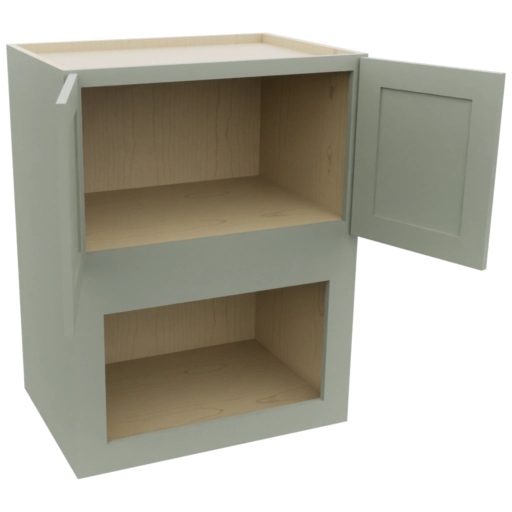 Fabuwood Galaxy Pistachio Green MC303921 Wall Microwave Cabinet, Open View