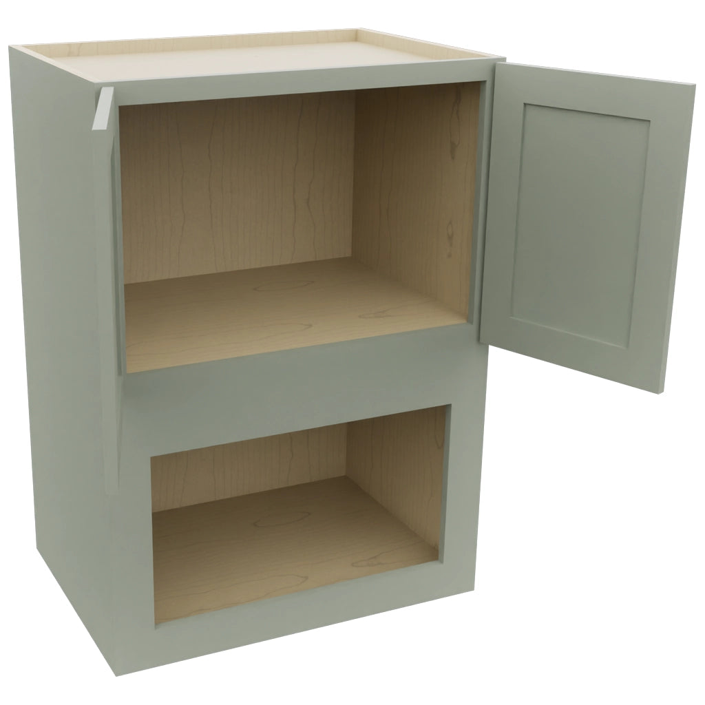 Fabuwood Galaxy Pistachio Green MC304221 Wall Microwave Cabinet, Open View