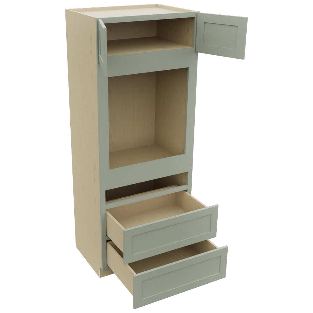 Fabuwood Galaxy Pistachio Green OC3384C Tall Oven Cabinet Combo, Open View