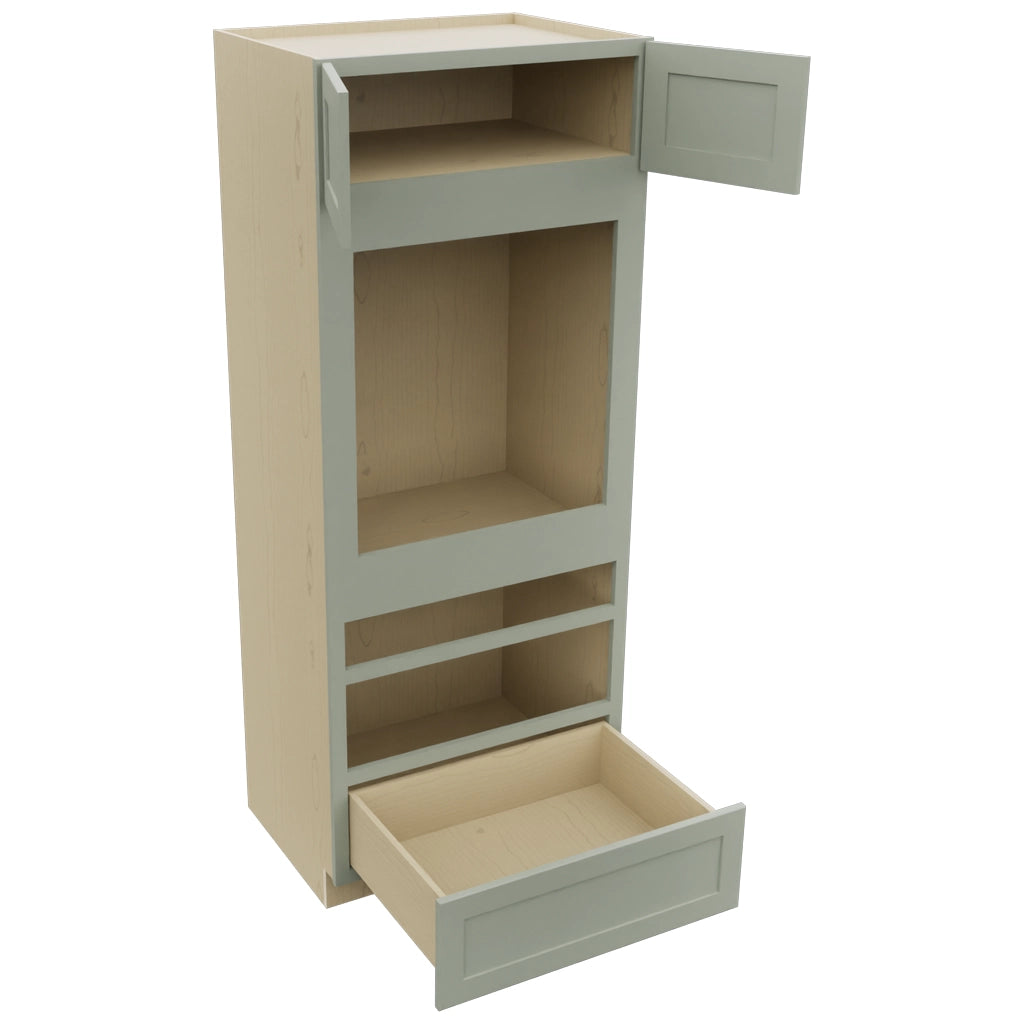 Fabuwood Galaxy Pistachio Green OC3384D Tall Oven Cabinet Double, Open View