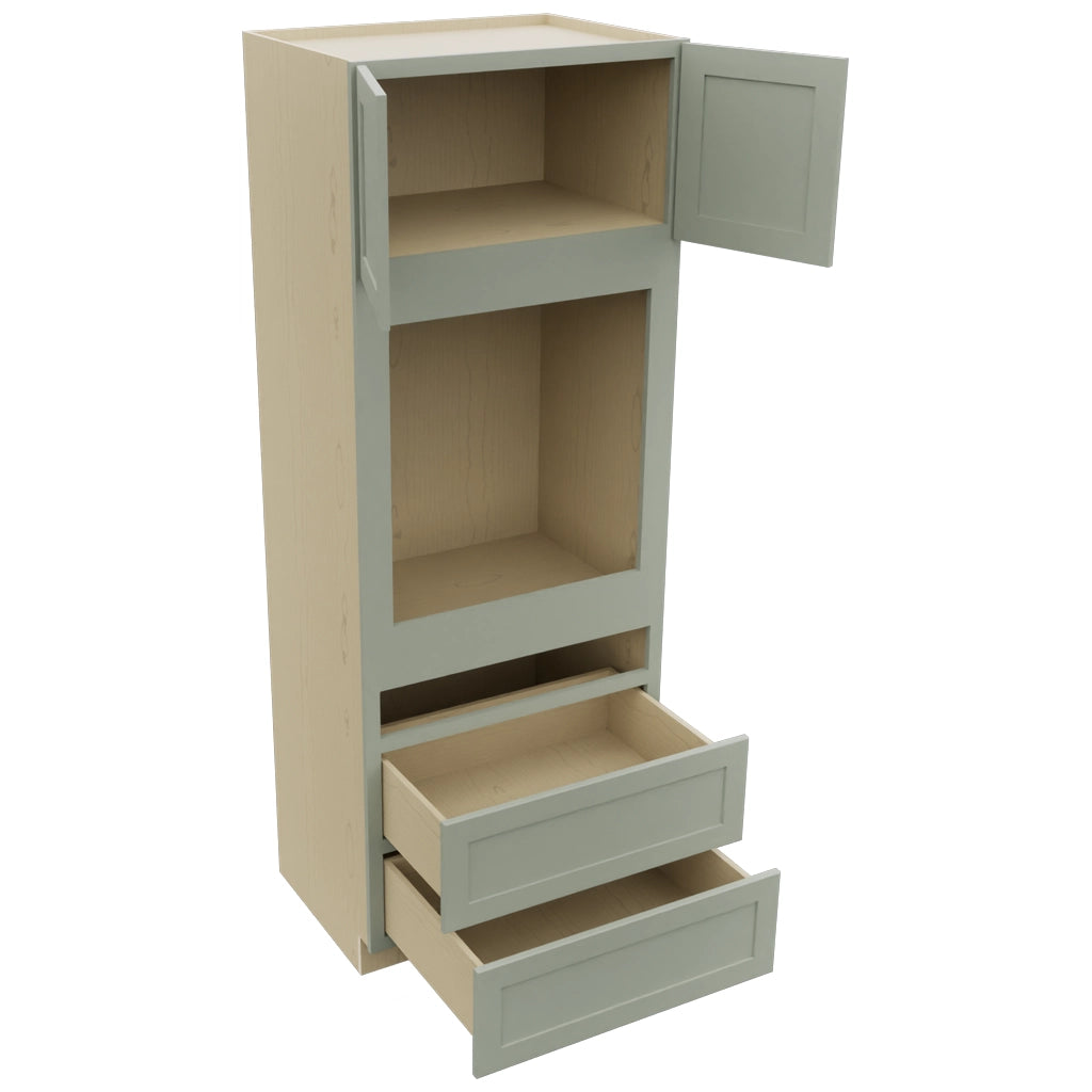 Fabuwood Galaxy Pistachio Green OC3390C Tall Oven Cabinet Combo, Open View