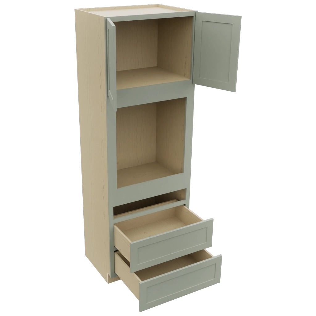 Fabuwood Galaxy Pistachio Green OC3396C Tall Oven Cabinet Combo, Open View