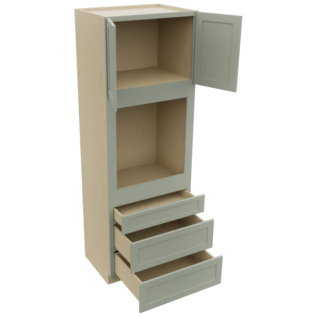 Fabuwood Galaxy Pistachio Green OC3396S Tall Oven Cabinet Single, Open View