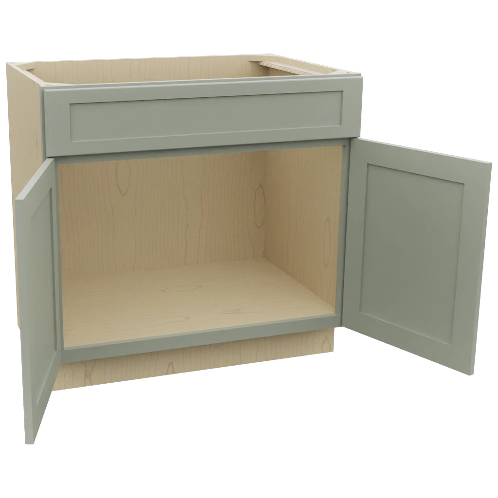 Fabuwood Galaxy Pistachio Green SB36SDF Base Sink Cabinet, Open View