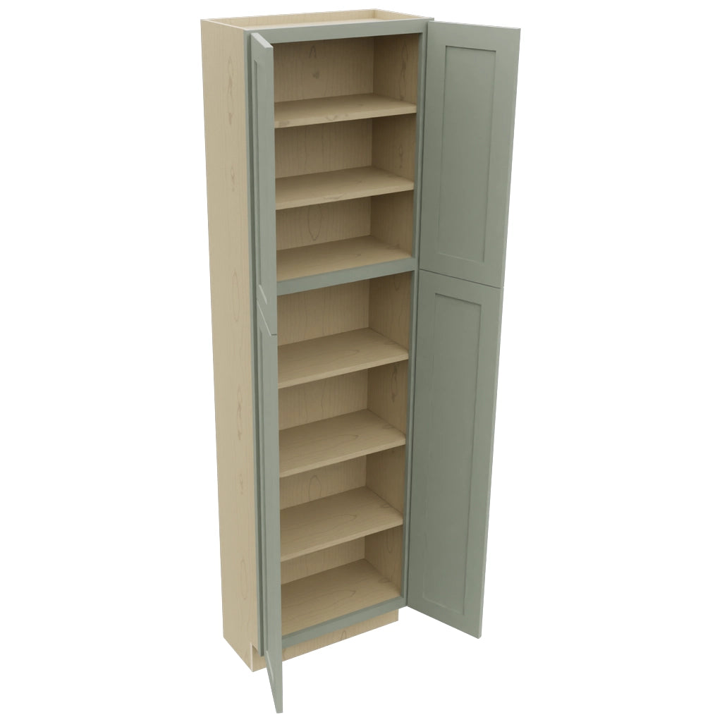 Fabuwood Galaxy Pistachio Green TP241284 Tall Pantry Cabinet, Open View