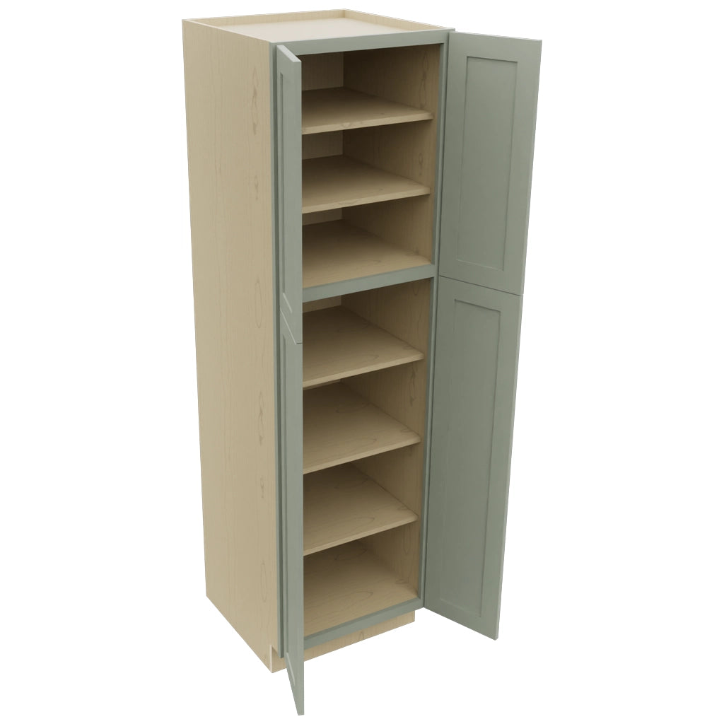 Fabuwood Galaxy Pistachio Green TP242484 Tall Pantry Cabinet, Open View
