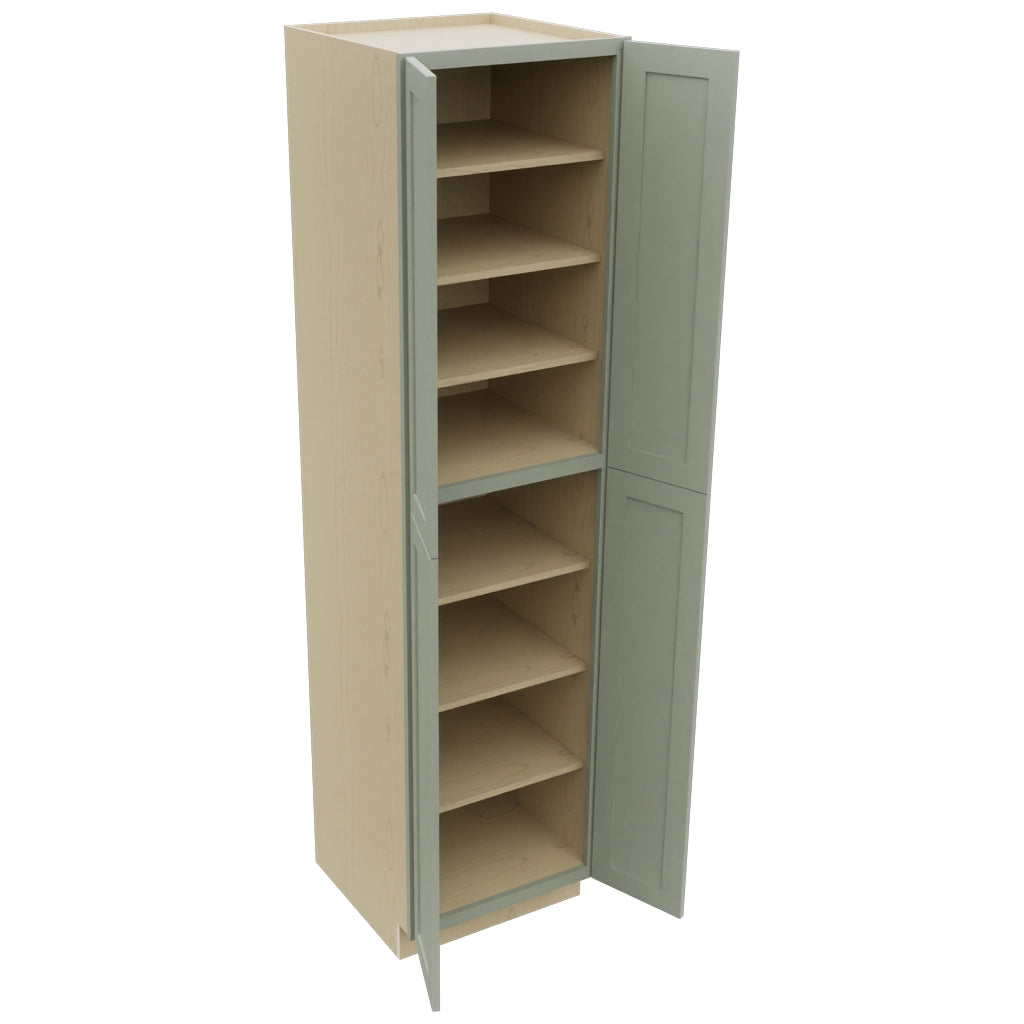 Fabuwood Galaxy Pistachio Green TP242496 Tall Pantry Cabinet, Open View