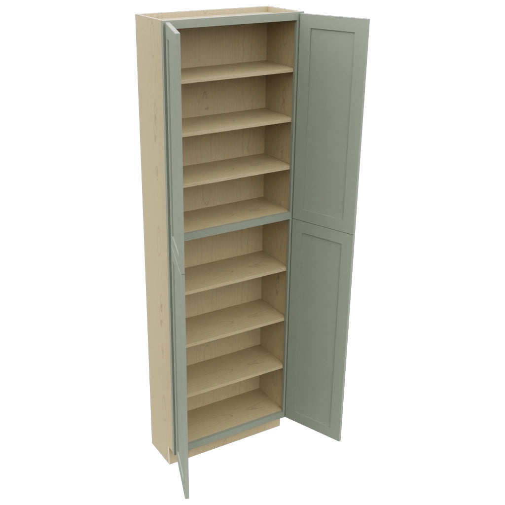 Fabuwood Galaxy Pistachio Green TP301296 Tall Pantry Cabinet, Open View