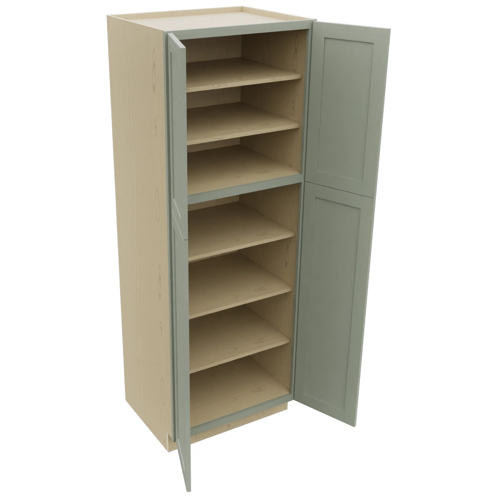 Fabuwood Galaxy Pistachio Green TP302484 Tall Pantry Cabinet, Open View