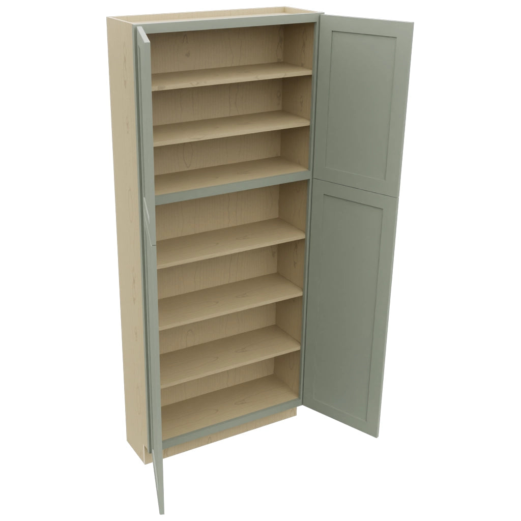 Fabuwood Galaxy Pistachio Green TP361284 Tall Pantry Cabinet, Open View